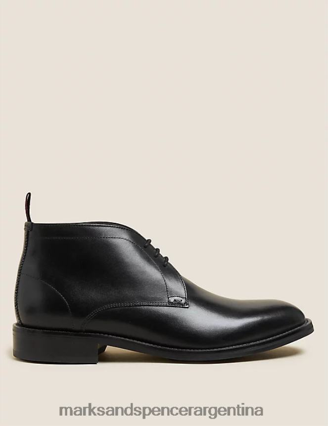 Marks & Spencer hombres botas chukka de cuero calzado negro 46VL6270