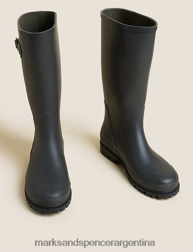Marks & Spencer hombres botas de agua con forro polar calzado verde 46VL6922