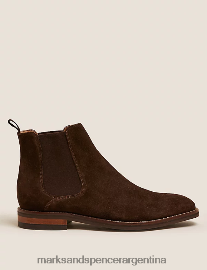 Marks & Spencer hombres botines chelsea de ante calzado marron oscuro 46VL7182