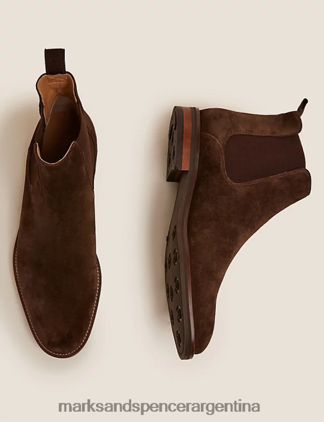 Marks & Spencer hombres botines chelsea de ante calzado marron oscuro 46VL7182