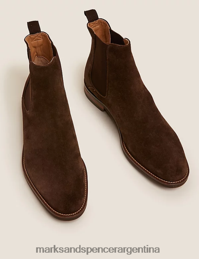 Marks & Spencer hombres botines chelsea de ante calzado marron oscuro 46VL7182