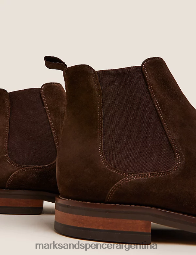 Marks & Spencer hombres botines chelsea de ante calzado marron oscuro 46VL7182