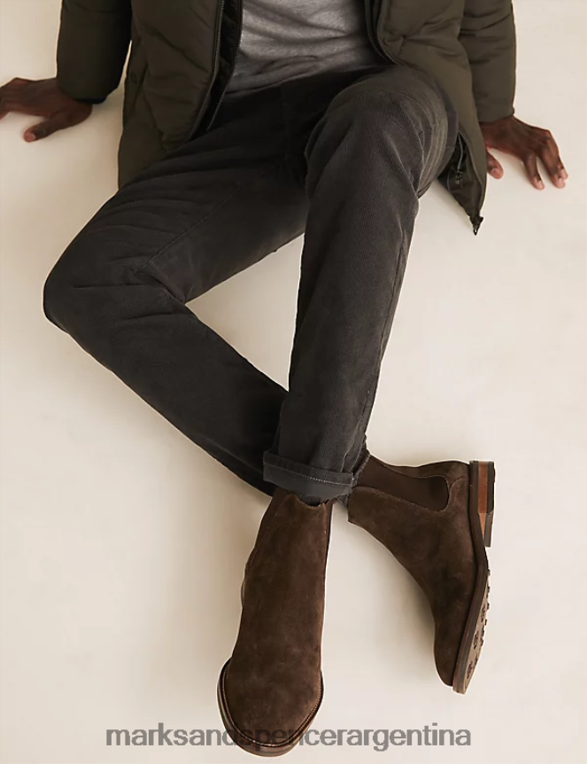 Marks & Spencer hombres botines chelsea de ante calzado marron oscuro 46VL7182