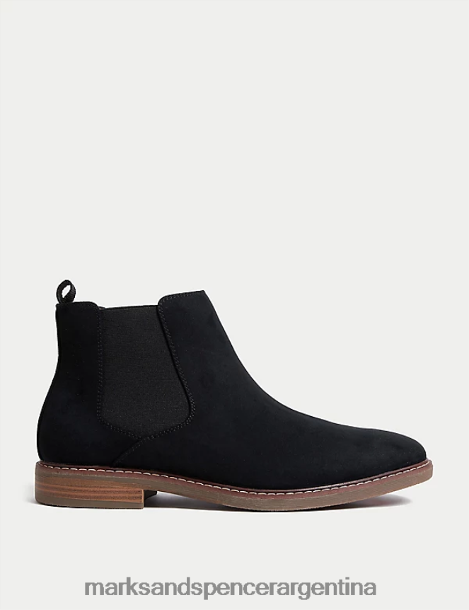 Marks & Spencer hombres botines chelsea de ante calzado negro 46VL5528