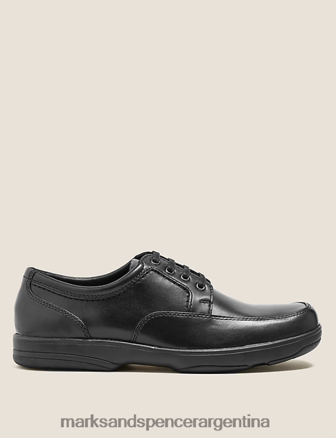 Marks & Spencer hombres zapatos airflex de piel con ajuste ancho calzado mezcla negra 46VL6240
