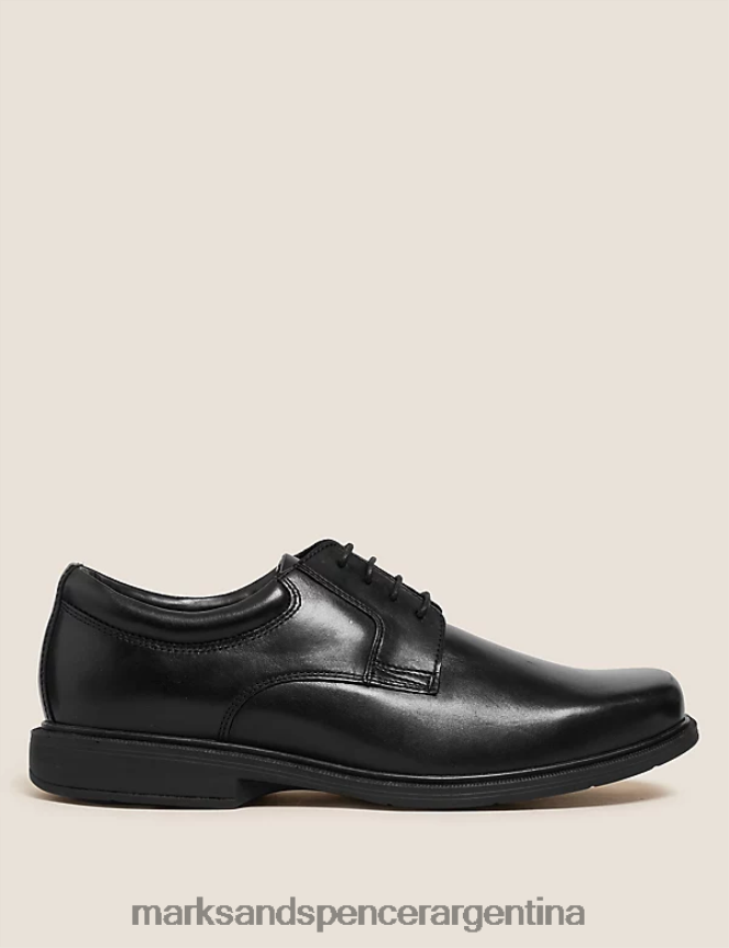 Marks & Spencer hombres zapatos airflex de piel con ajuste ancho calzado negro 46VL7024