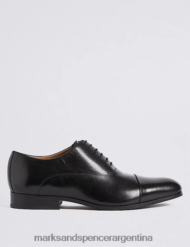 Marks & Spencer hombres zapatos oxford de cuero con corte ancho calzado negro 46VL7078