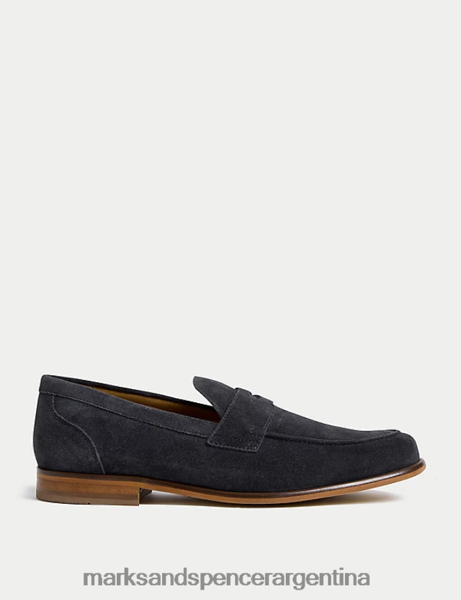 Marks & Spencer hombres mocasines sin cordones de gamuza resistentes a las manchas calzado Armada 46VL7098