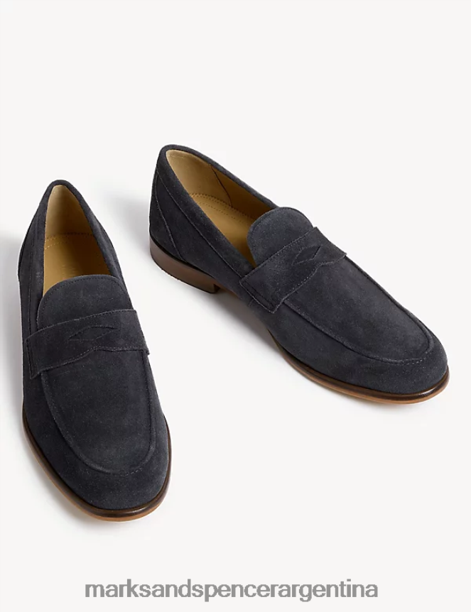 Marks & Spencer hombres mocasines sin cordones de gamuza resistentes a las manchas calzado Armada 46VL7098