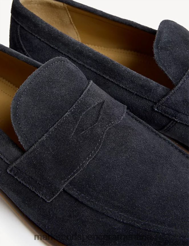 Marks & Spencer hombres mocasines sin cordones de gamuza resistentes a las manchas calzado Armada 46VL7098