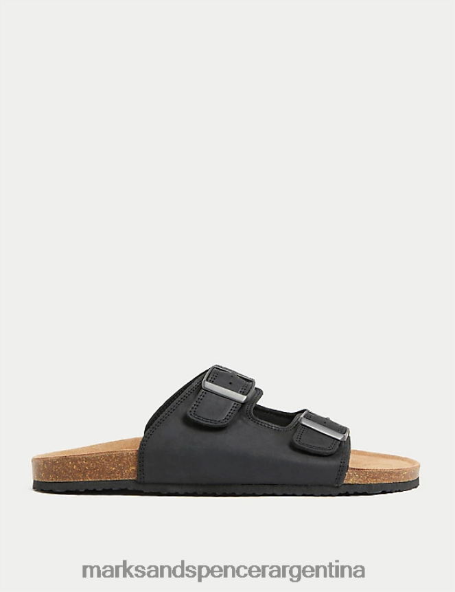 Marks & Spencer hombres sandalias de cuero calzado negro 46VL6538