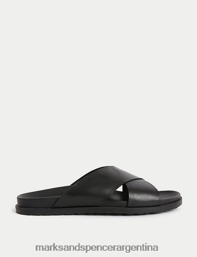 Marks & Spencer hombres sandalias de cuero calzado negro 46VL6910