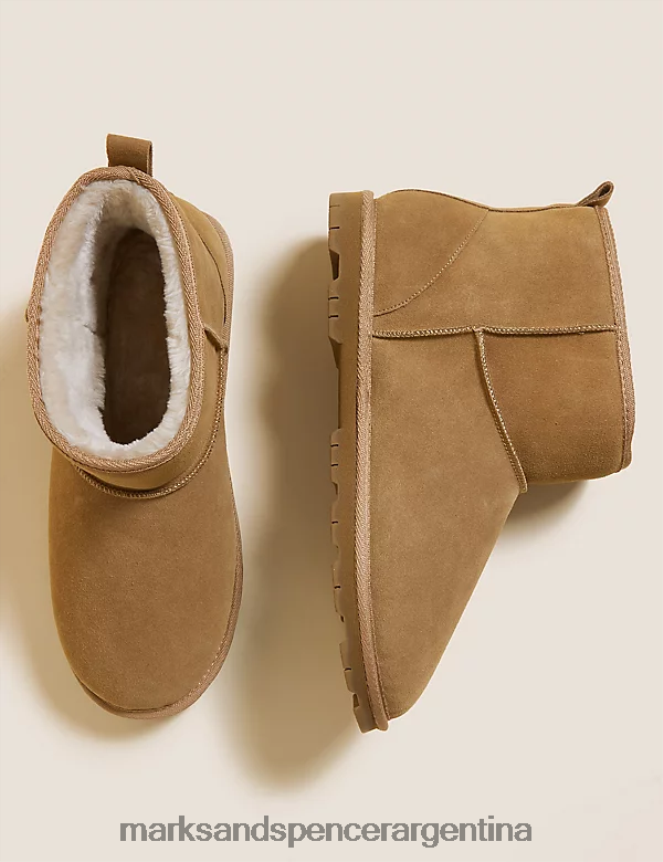 Marks & Spencer hombres botas tipo zapatilla de gamuza calzado bronceado suave 46VL7502