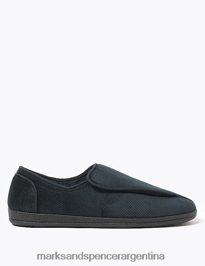 Marks & Spencer hombres pantuflas con cinta adhesiva y pies frescos calzado Armada 46VL6452
