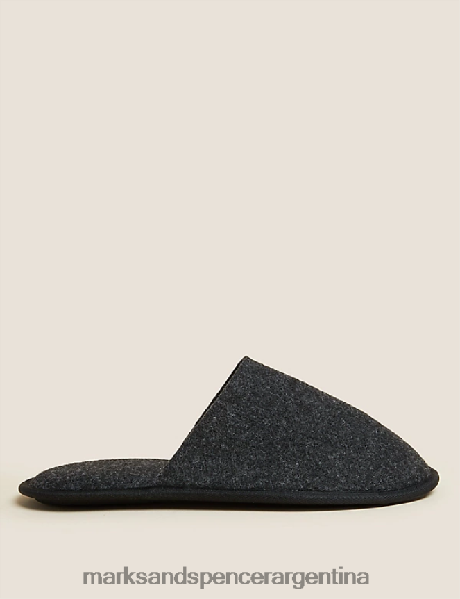 Marks & Spencer hombres pantuflas mule con pies frescos calzado carbón 46VL6492