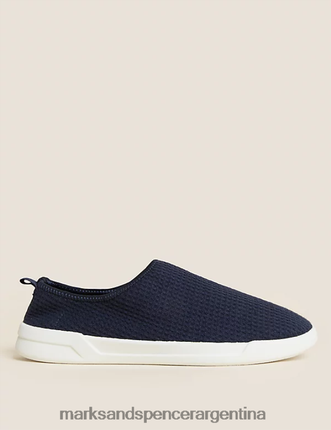 Marks & Spencer hombres pantuflas mule waffle con pies frescos calzado Armada 46VL7294