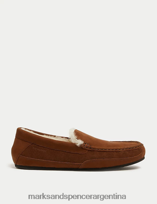 Marks & Spencer hombres pantuflas tipo mocasín de ante con pies frescos calzado broncearse 46VL6014