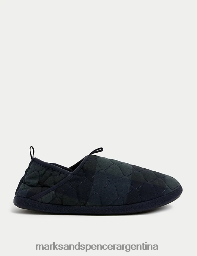 Marks & Spencer hombres zapatillas a cuadros calzado mezcla azul marino 46VL6332
