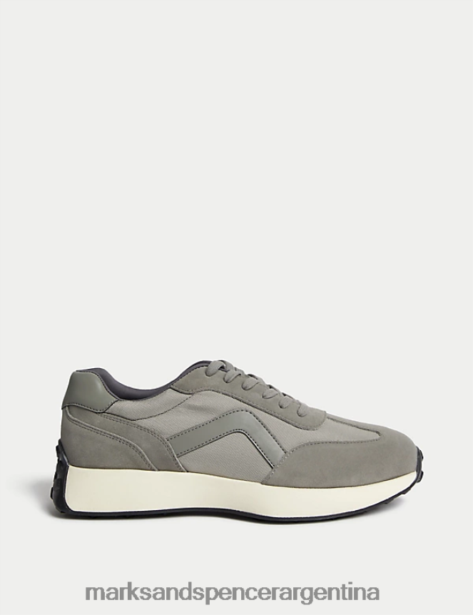 Marks & Spencer hombres zapatillas con cordones y pies frescos calzado gris 46VL7022