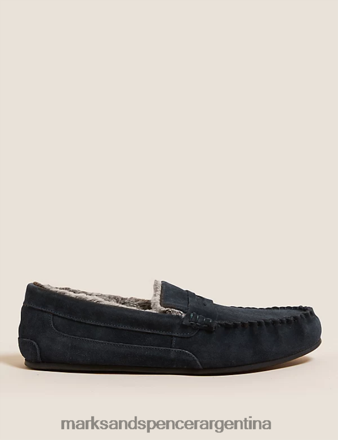 Marks & Spencer hombres zapatillas de ante con pies frescos calzado Armada 46VL7056