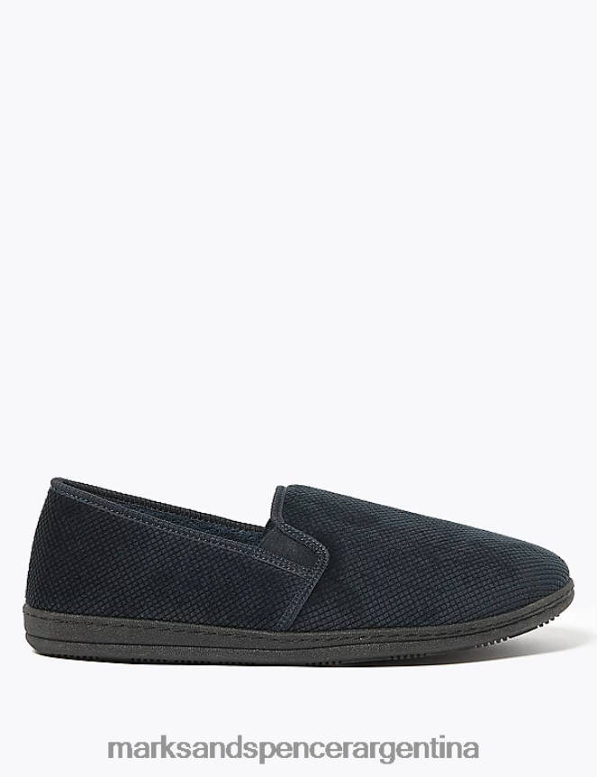 Marks & Spencer hombres zapatillas de terciopelo con pies frescos calzado Armada 46VL6820