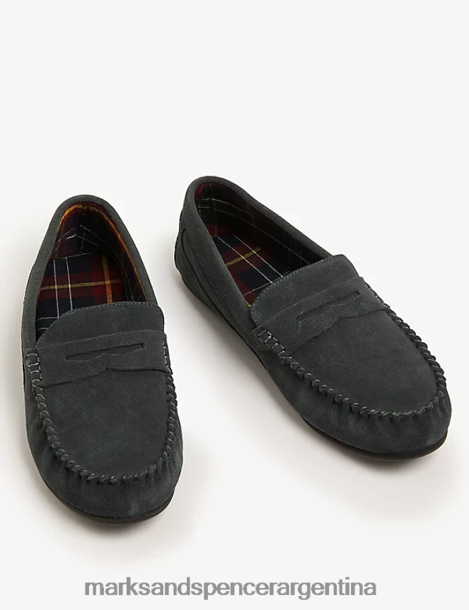 Marks & Spencer hombres zapatillas tipo mocasín de ante calzado azul medio 46VL6770