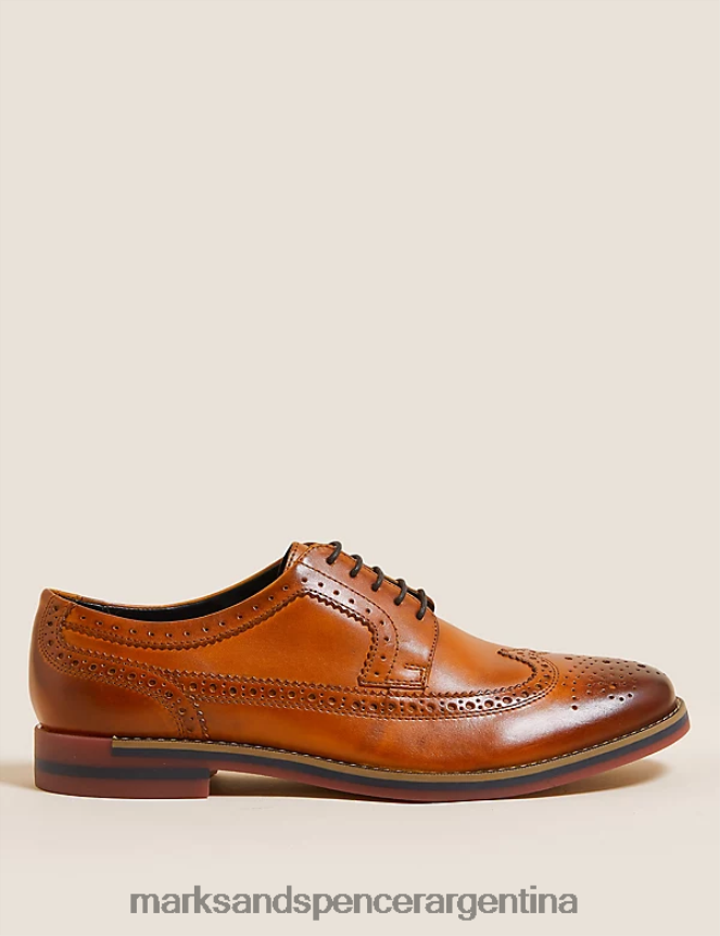 Marks & Spencer hombres zapatos brogue con trisuela de cuero calzado castaña 46VL6426