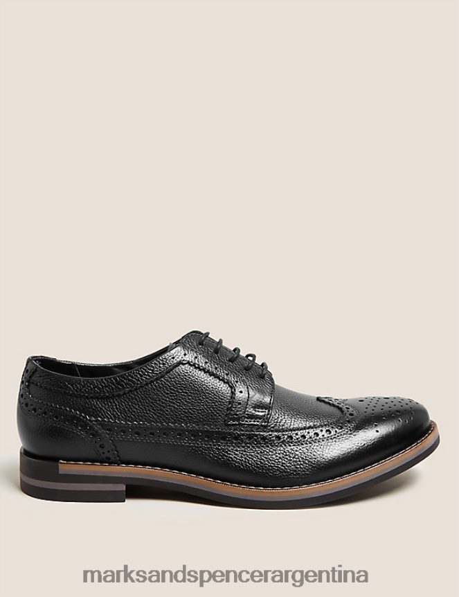 Marks & Spencer hombres zapatos brogue con trisuela de cuero calzado negro 46VL6040