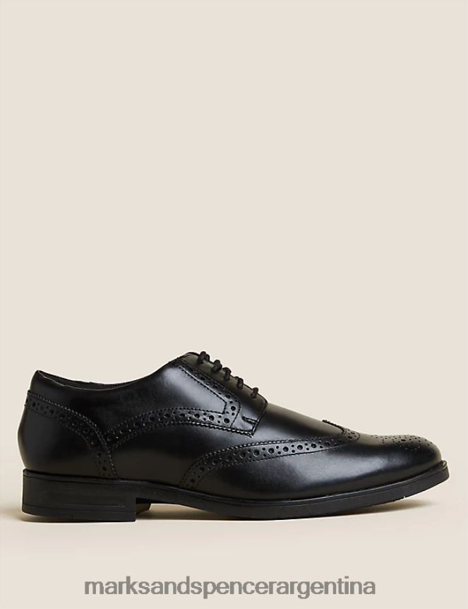 Marks & Spencer hombres zapatos brogue de cuero airflex de corte ancho calzado negro 46VL6060