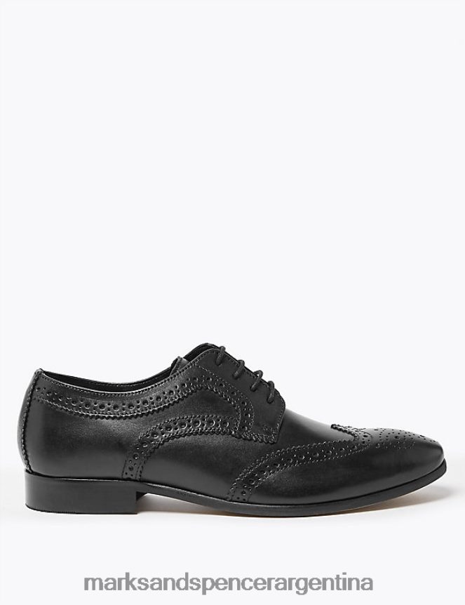 Marks & Spencer hombres zapatos brogue de cuero de corte ancho calzado negro 46VL6940