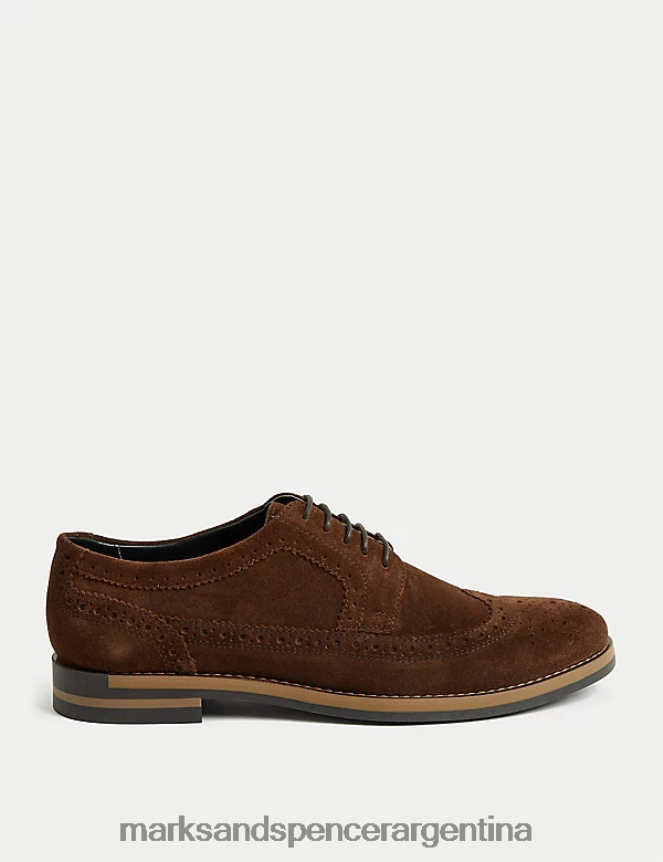 Marks & Spencer hombres zapatos brogue de gamuza calzado chocolate 46VL6192