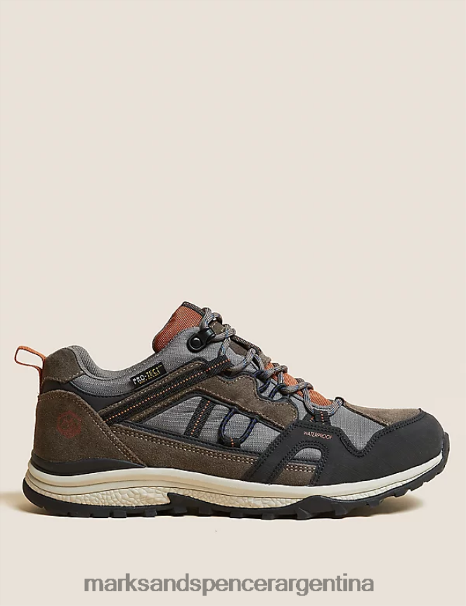 Marks & Spencer hombres zapatos para caminar de gamuza rip stop calzado mezcla gris 46VL5942