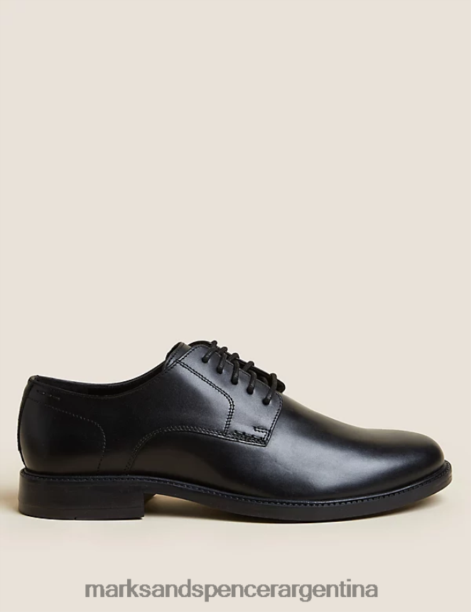 Marks & Spencer hombres zapatos derby de cuero calzado negro 46VL6176