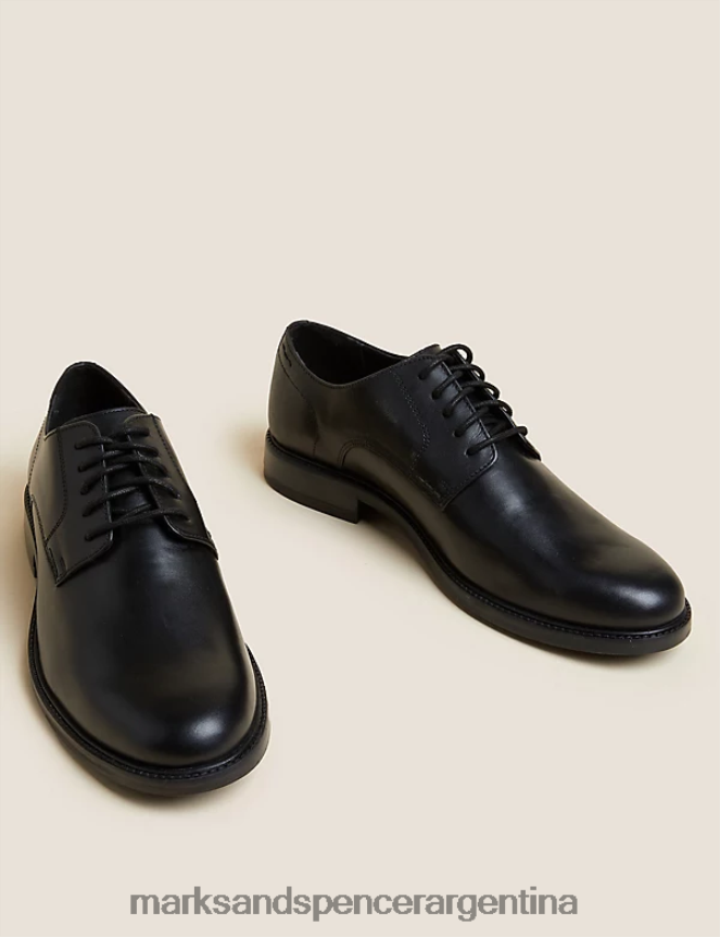 Marks & Spencer hombres zapatos derby de cuero calzado negro 46VL6176