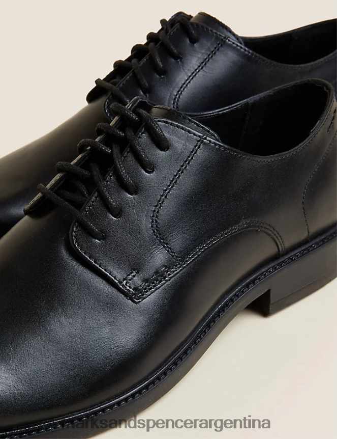 Marks & Spencer hombres zapatos derby de cuero calzado negro 46VL6176