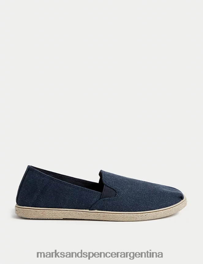 Marks & Spencer hombres alpargatas de lona sin cordones con pies frescos calzado Denim oscuro 46VL5426