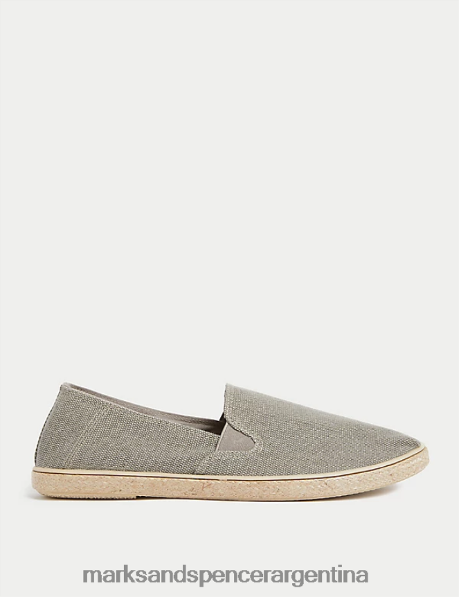 Marks & Spencer hombres alpargatas de lona sin cordones con pies frescos calzado caqui claro 46VL5810