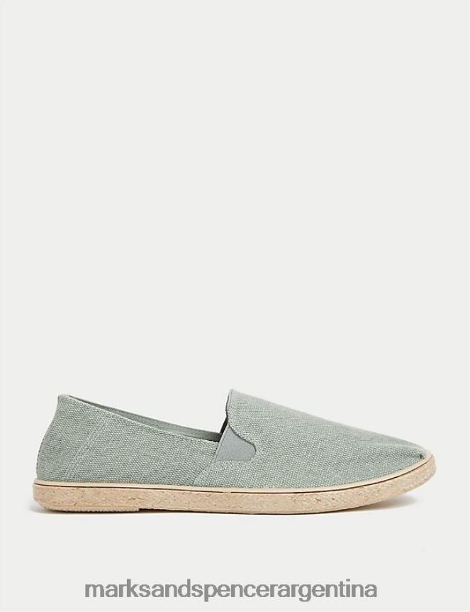 Marks & Spencer hombres alpargatas de lona sin cordones con pies frescos calzado verde 46VL5812