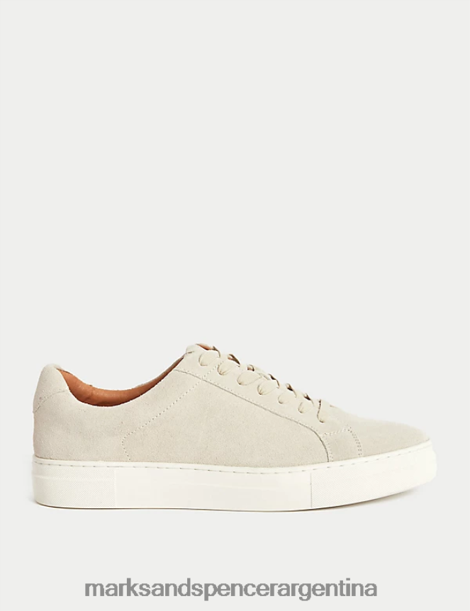 Marks & Spencer hombres zapatillas de ante con cordones calzado piedra 46VL6096