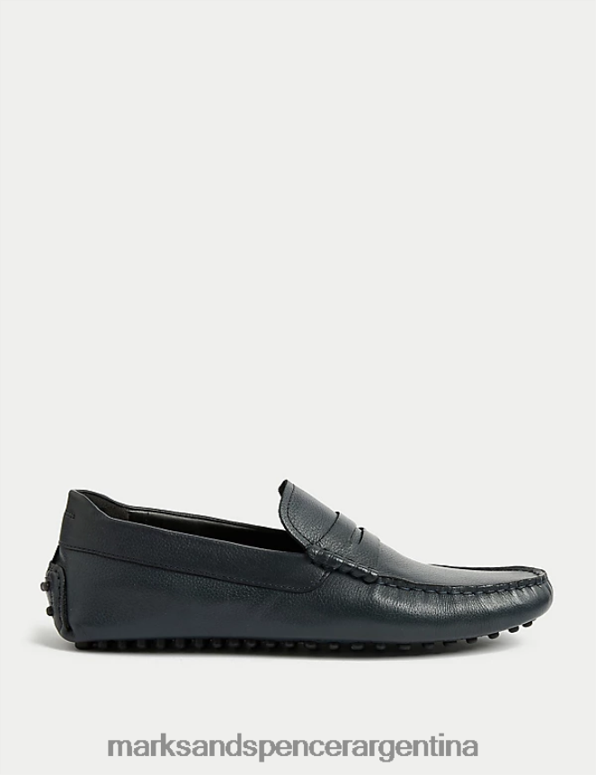 Marks & Spencer hombres zapatos de conducción de cuero sin cordones calzado Armada 46VL6100