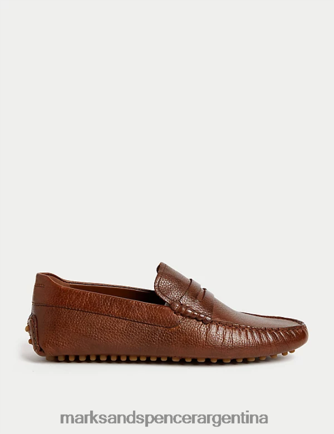 Marks & Spencer hombres zapatos de conducción de cuero sin cordones calzado broncearse 46VL5728