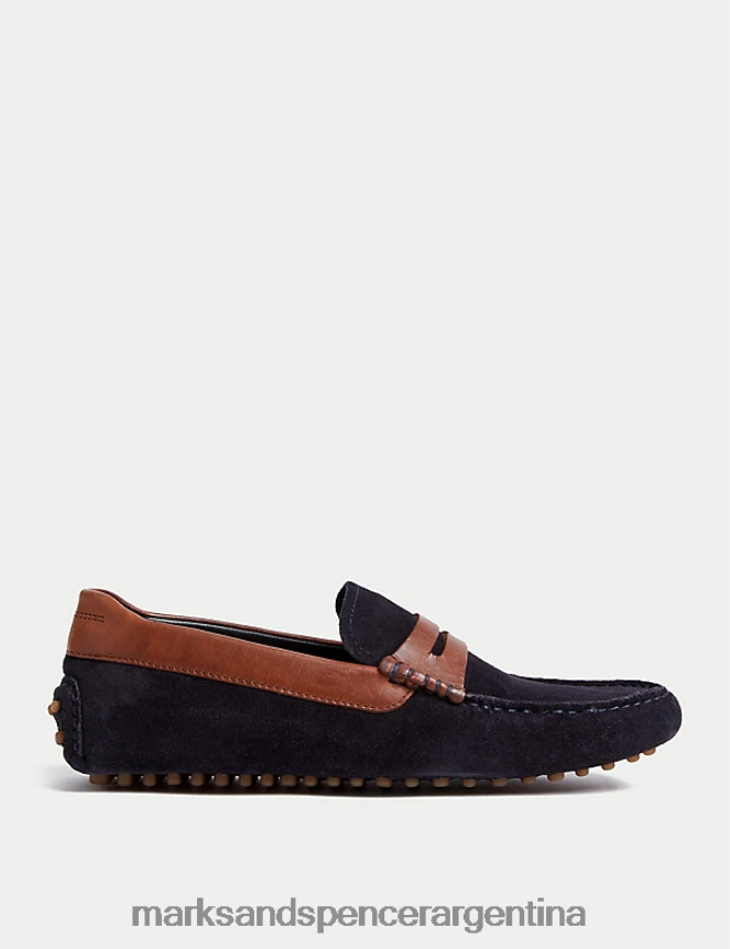 Marks & Spencer hombres zapatos de conducción sin cordones de cuero y gamuza calzado Armada 46VL6008