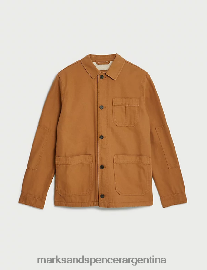 Marks & Spencer hombres Chaqueta Chore de puro algodón con forro de borreguito ropa arena 46VL4916