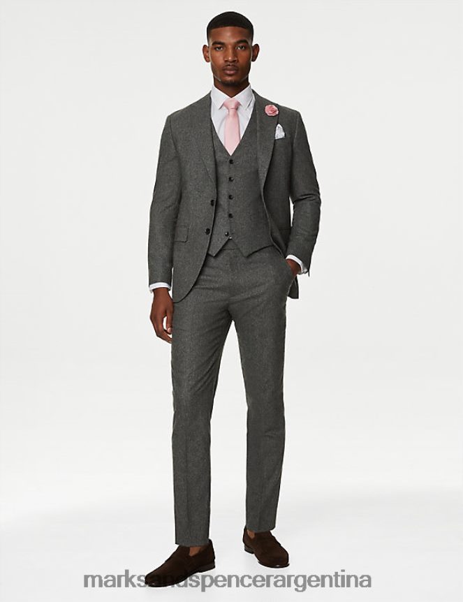 Marks & Spencer hombres Chaqueta de traje de corte entallado con rico tejido de lana italiana ropa carbón 46VL6632