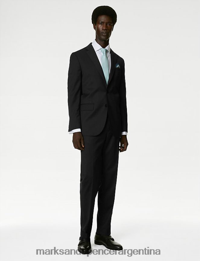 Marks & Spencer hombres Chaqueta de traje de corte entallado en sarga de pura lana ropa negro 46VL5756