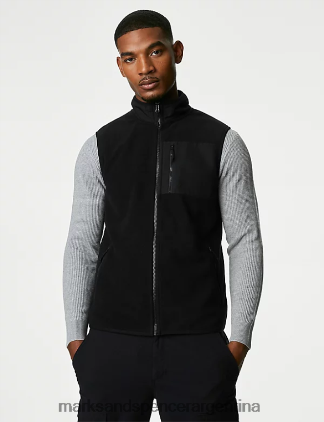 Marks & Spencer hombres chaleco de polar reciclado con cremallera ropa negro 46VL6326