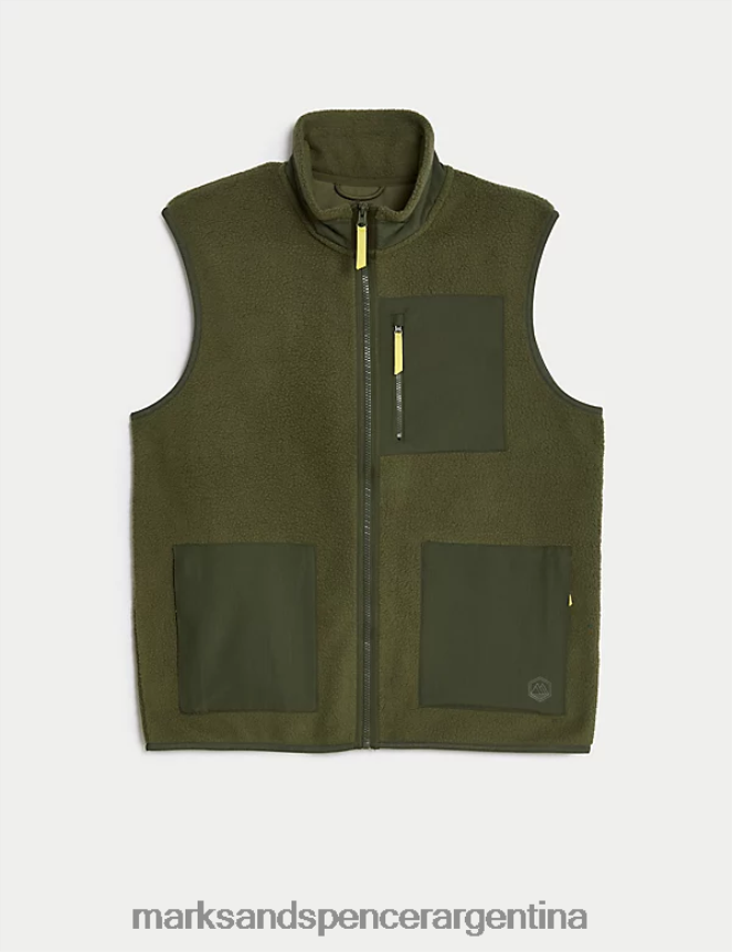 Marks & Spencer hombres chaleco polar con cremallera ropa caqui medio 46VL5672