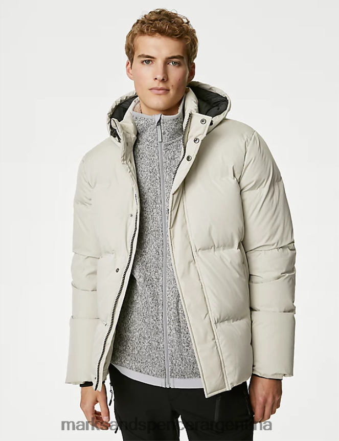 Marks & Spencer hombres chaqueta acolchada de plumas y plumón con ropa impermeable ropa piedra 46VL6072