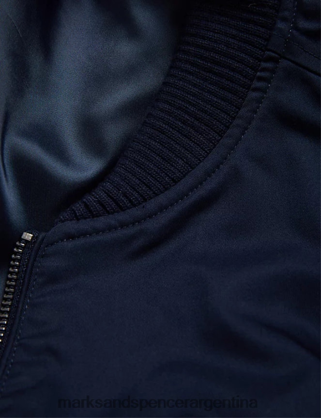 Marks & Spencer hombres chaqueta bomber rica en algodón ropa Armada 46VL4978