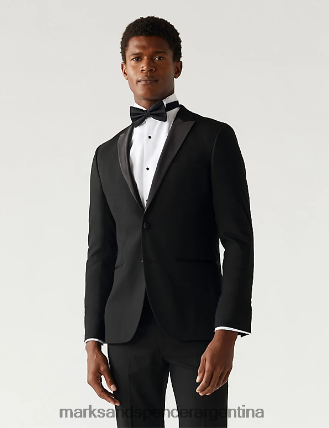 Marks & Spencer hombres chaqueta de esmoquin ajustada ropa negro 46VL6292